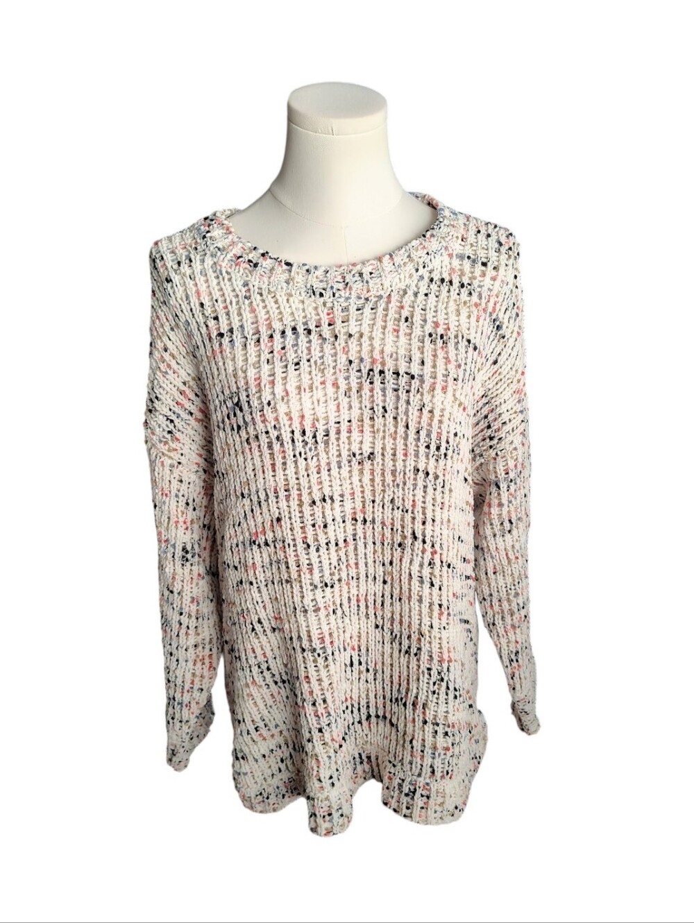 Cable & Gauge Chunky Oversized Cream Dotted Knit Sweater Tunic Size XL?